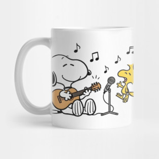 Snoopy and Woodstock playing music Mug