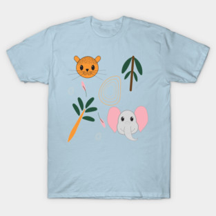 Cheetah and elephant cartoon children and parent tshirt T-Shirt