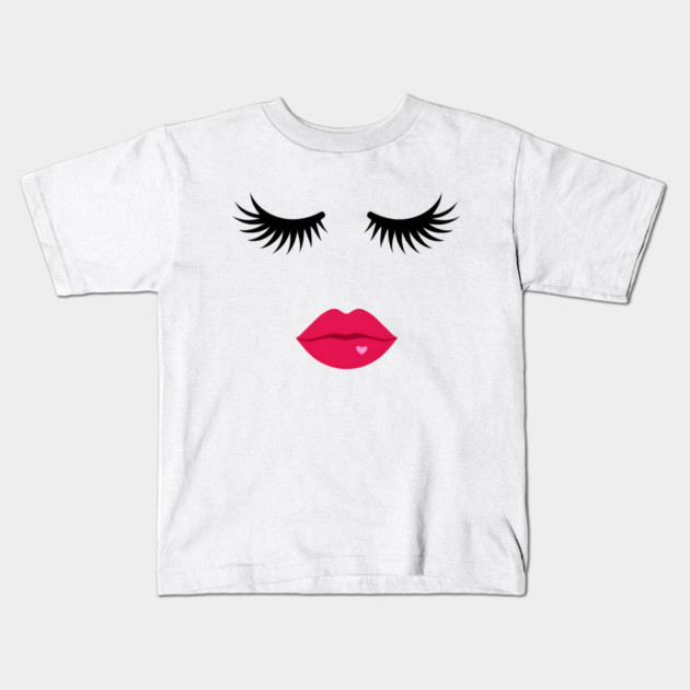 Minimalist Eyelash & Lips Face Kids T-Shirt by norhando