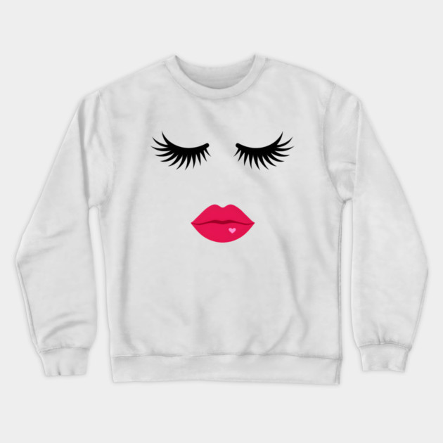 Minimalist Eyelash & Lips Face Crewneck Sweatshirt by norhando