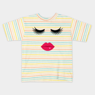 Minimalist Eyelash & Lips Face Kids T-Shirt