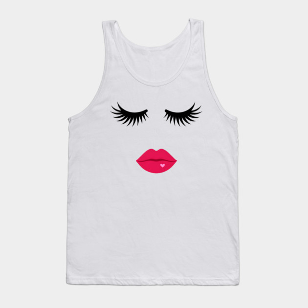 Minimalist Eyelash & Lips Face Tank Top by norhando
