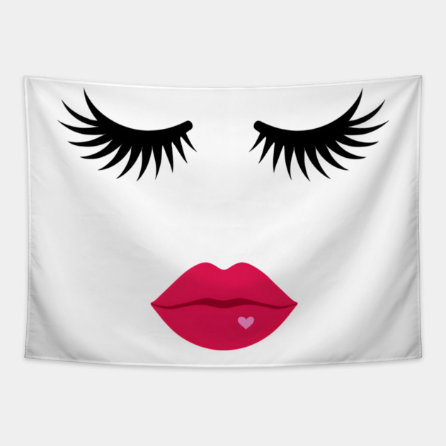 Minimalist Eyelash & Lips Face Tapestry by norhando