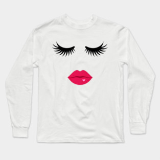 Minimalist Eyelash & Lips Face Long Sleeve T-Shirt