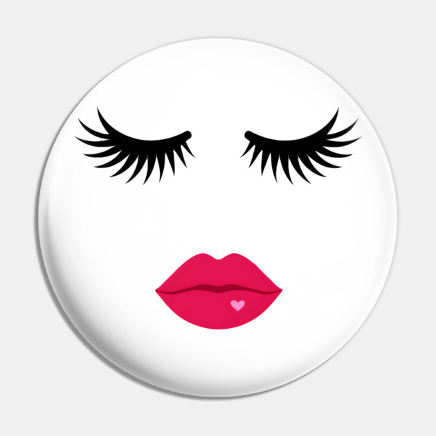Minimalist Eyelash & Lips Face Pin by norhando