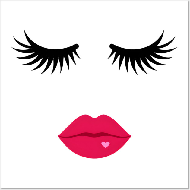 Minimalist Eyelash & Lips Face Wall Art by norhando