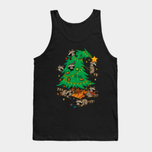 Funny Raccoons Decorating Christmas Tree Tank Top