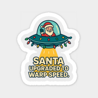 Santa Upgraded to Warp Speed – Funny UFO Christmas Design Sticker
