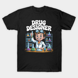 Drug Designer – Retro Mad Scientist Kid in Chemistry Lab T-Shirt