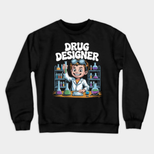 Drug Designer – Retro Mad Scientist Kid in Chemistry Lab Crewneck Sweatshirt
