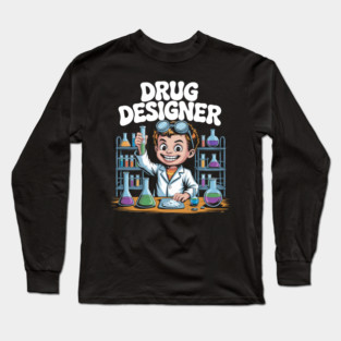 Drug Designer – Retro Mad Scientist Kid in Chemistry Lab Long Sleeve T-Shirt