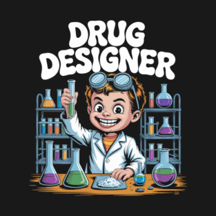 Drug Designer – Retro Mad Scientist Kid in Chemistry Lab T-Shirt