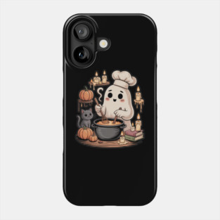 Pumpkin Chef Ghost – Cute Cozy Halloween Cooking Art Phone Case
