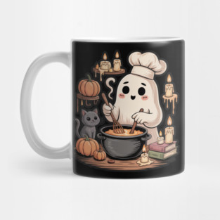 Pumpkin Chef Ghost – Cute Cozy Halloween Cooking Art Mug