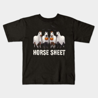 Cute Horse Sheet Ghost Halloween Costume, Spooky Season Kids T-Shirt