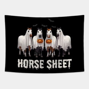 Cute Horse Sheet Ghost Halloween Costume, Spooky Season Tapestry