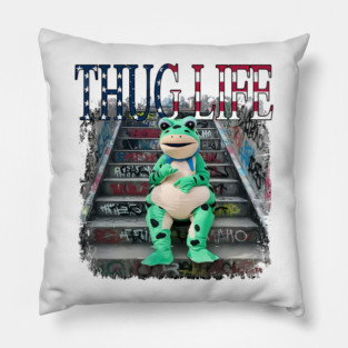 Thug Life Frog Funny Urban Street Meme For Cool And Playful Style Pillow