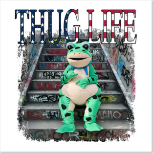 Thug Life Frog Funny Urban Street Meme For Cool And Playful Style Posters and Art