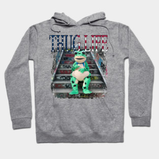 Thug Life Frog Funny Urban Street Meme For Cool And Playful Style Hoodie