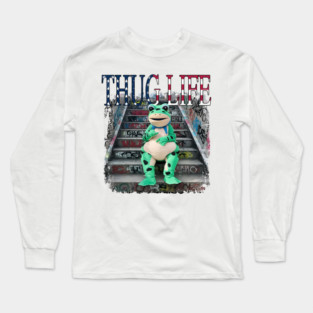 Thug Life Frog Funny Urban Street Meme For Cool And Playful Style Long Sleeve T-Shirt