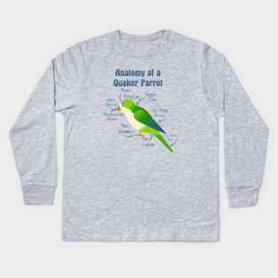 Anatomy of Quaker Parrot Monk Parakeet Kids Long Sleeve T-Shirt
