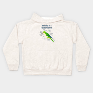 Anatomy of Quaker Parrot Monk Parakeet Kids Hoodie