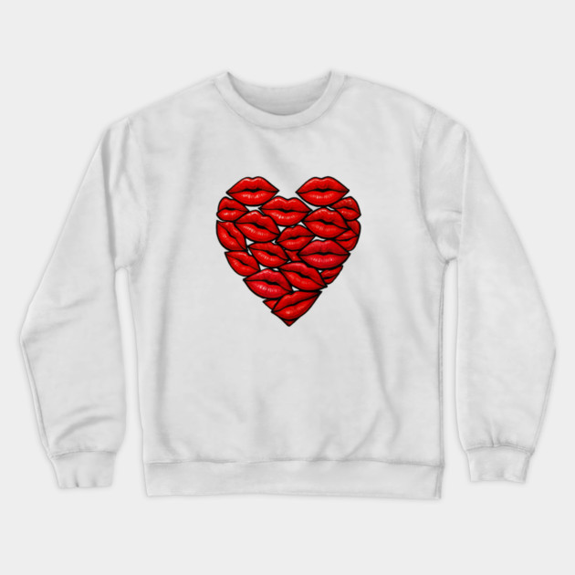 Red Lips Heart Shape Graphic Crewneck Sweatshirt by norhando