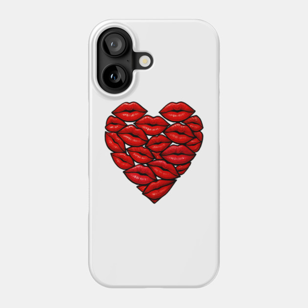 Red Lips Heart Shape Graphic Phone Case by norhando