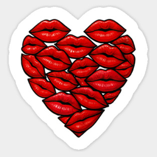 Red Lips Heart Shape Graphic Sticker