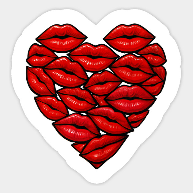 Red Lips Heart Shape Graphic Magnet by norhando