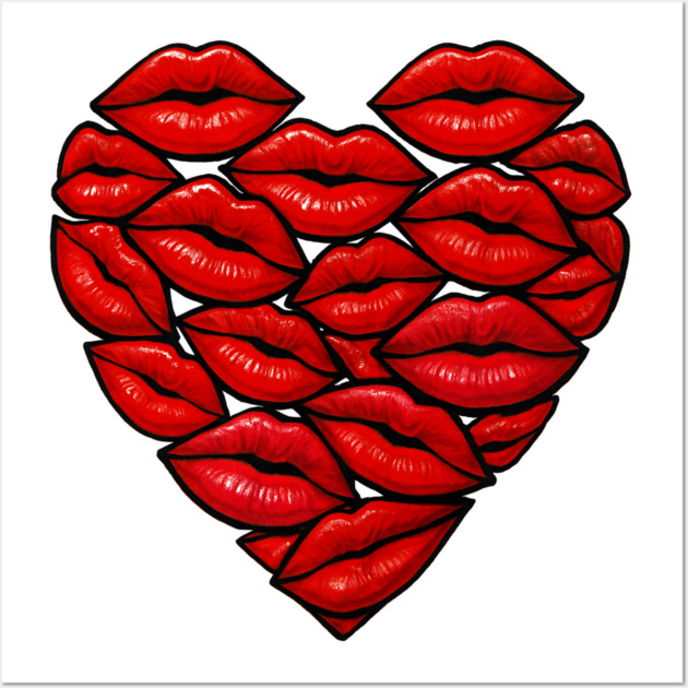 Red Lips Heart Shape Graphic Wall Art by norhando