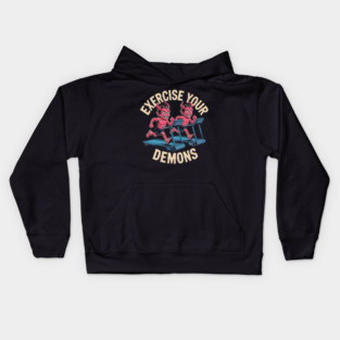 Exercise Your Demons – Funny Devil Gym Kids Hoodie