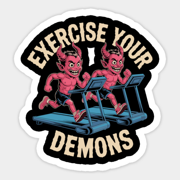 Exercise Your Demons – Funny Devil Gym Magnet by Cosmo Gazoo