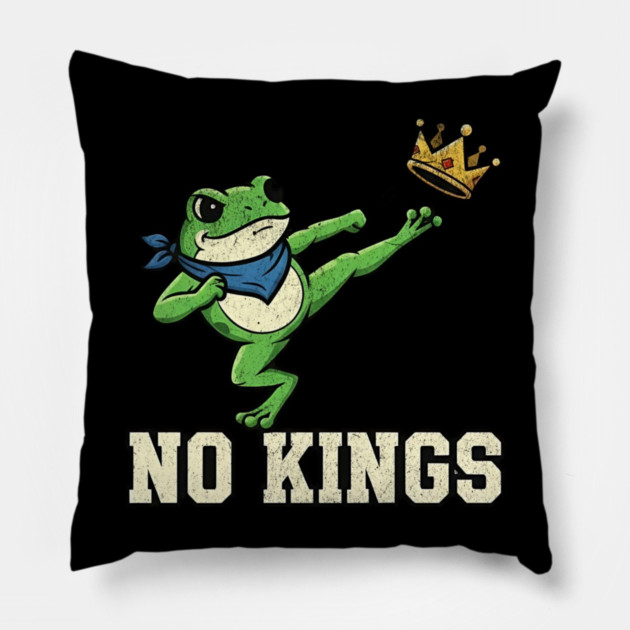 No Kings Portland Frog Protest Pillow by ArtistTee ⭐⭐⭐⭐⭐