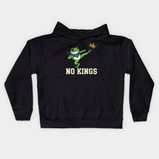 No Kings Portland Frog Protest Kids Hoodie