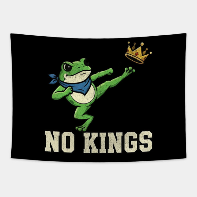 No Kings Portland Frog Protest Tapestry by ArtistTee ⭐⭐⭐⭐⭐