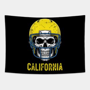 california Skull football Yellow Tapestry