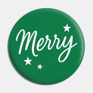 Merry – Minimal Christmas Script with Stars Pin