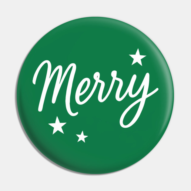 Merry – Minimal Christmas Script with Stars Pin by DonWillisJrArt