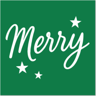 Merry – Minimal Christmas Script with Stars Posters and Art