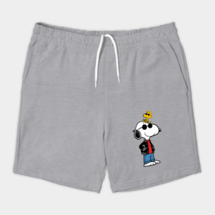 Snoopy and Woodstock in Leather Jacket Style Shorts
