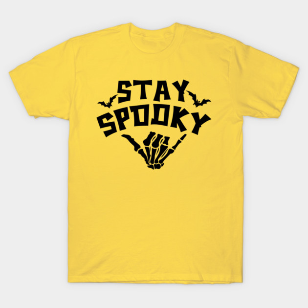 Stay Spooky Cute Skeleton Hand Halloween Design T-Shirt by Kathy Hawke