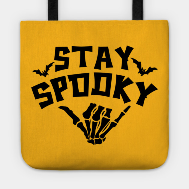Stay Spooky Cute Skeleton Hand Halloween Design Tote by Kathy Hawke