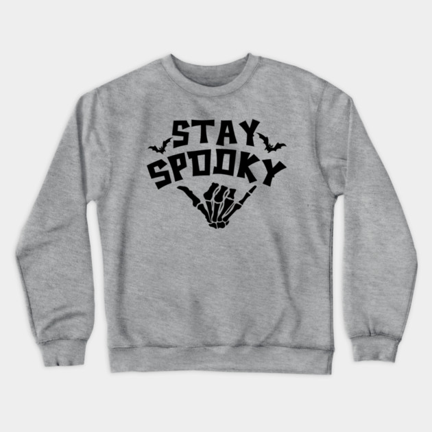 Stay Spooky Cute Skeleton Hand Halloween Design Crewneck Sweatshirt by Kathy Hawke