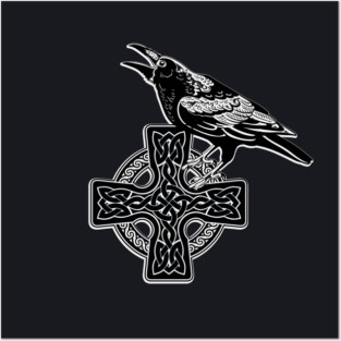 Odins Raven Viking Knot Cross Posters and Art