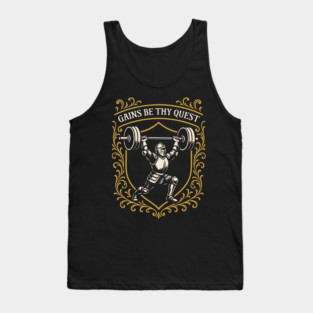 Gains Be Thy Quest Funny Knightcore Gyme Meme Tank Top
