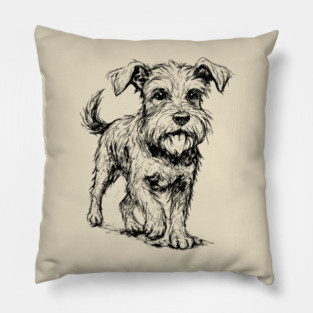 Expressive Schnauzer Dog Pillow