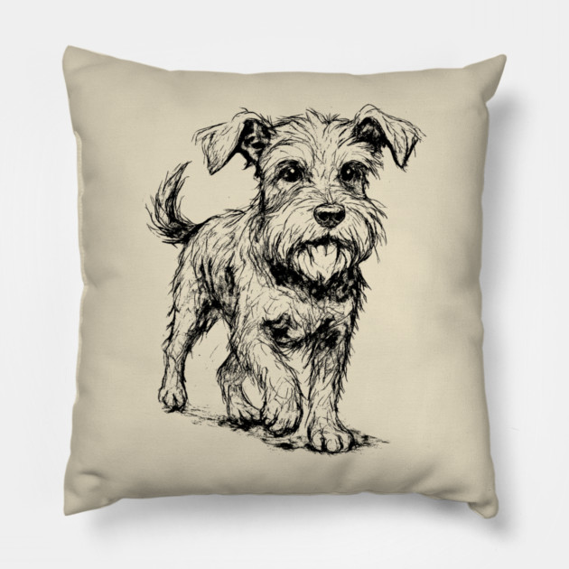 Expressive Schnauzer Dog Pillow by DonWillisJrArt