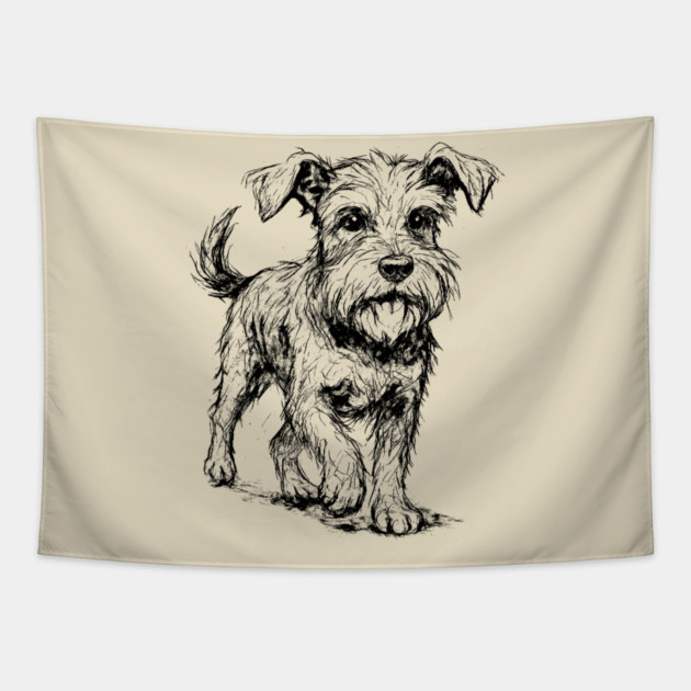 Expressive Schnauzer Dog Tapestry by DonWillisJrArt
