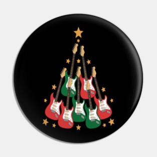 Cool Guitar Christmas Tree Guitar Lovers Pin